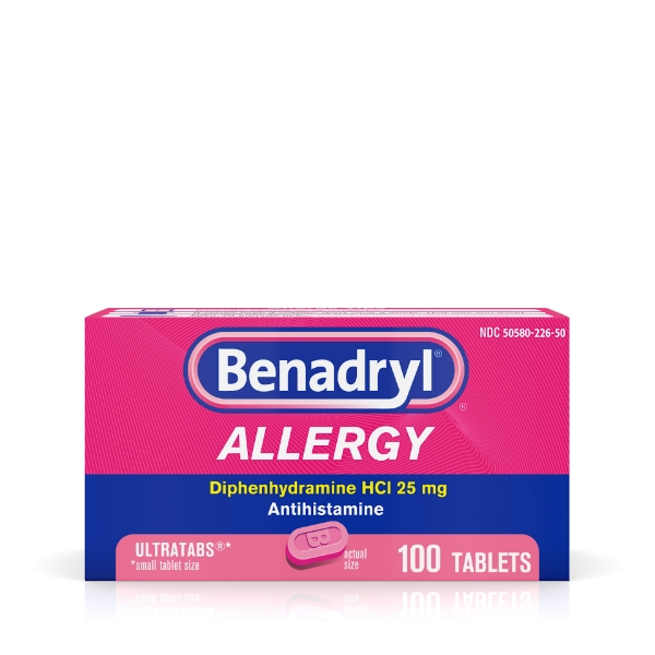 Picture of Benadryl Ultratabs Antihistamine Allergy Medicine Tablets 100 ct
