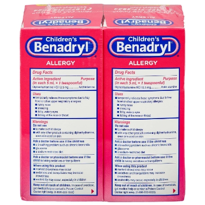 Picture of Childrens Benadryl Antihistamine Allergy Liquid Cherry 8 fl oz 2 pk