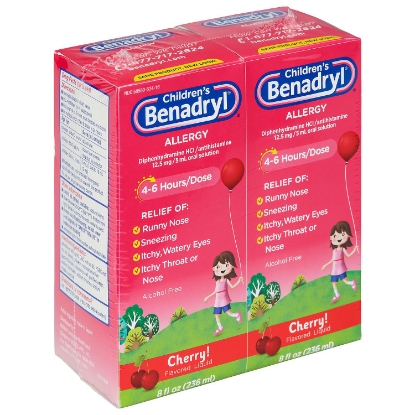 Picture of Childrens Benadryl Antihistamine Allergy Liquid Cherry 8 fl oz 2 pk