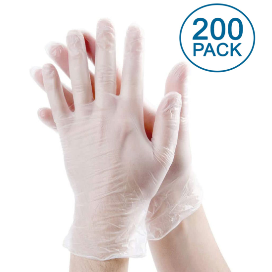 Picture of Disposable Vinyl Gloves Non-Sterile Powder Free Smooth Touch Food Service Grade 200 pack Large Size