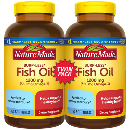 Picture of Nature Made Burp Less Fish Oil Soft gels for Heart Health 1200 mg  150 ct 2 pk