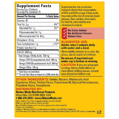 Picture of Nature Made Burp Less Fish Oil Soft gels for Heart Health 1200 mg  150 ct 2 pk