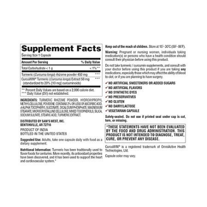 Picture of Member's Mark High Absorption Turmeric Curcumin Complex Vegetarian Capsules 250 ct