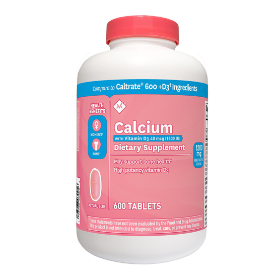 Picture of Members Mark 600mg Calcium + D3 Dietary Supplement 600 ct