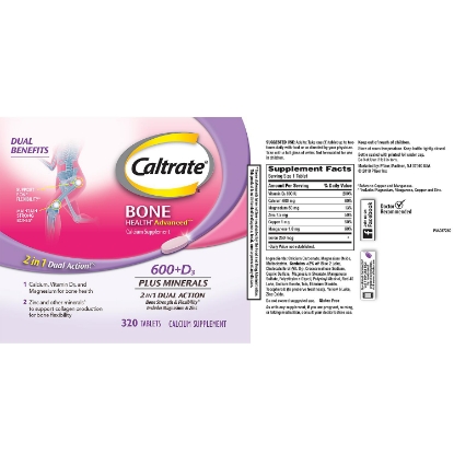 Picture of Caltrate Minerals Calcium & Vitamin D3 Supplement Tablet 600 mg 320 ct