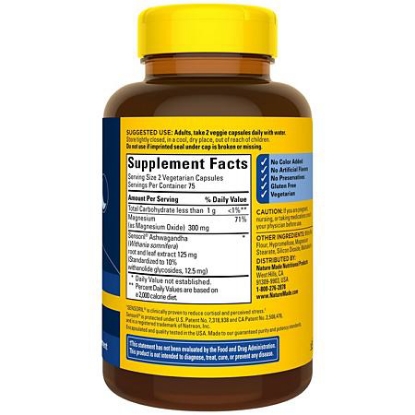 Picture of Nature Made Calm & Relax with 300 mg Magnesium and 125 mg Ashwagandha for Stress Relief 150 ct