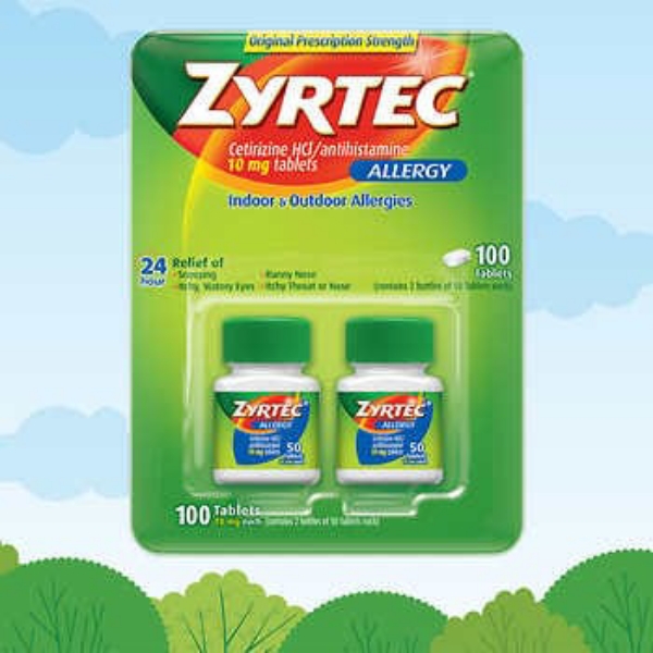 Picture of Zyrtec Antihistamine Cetirizine HCI 10 mg 100 Tablets