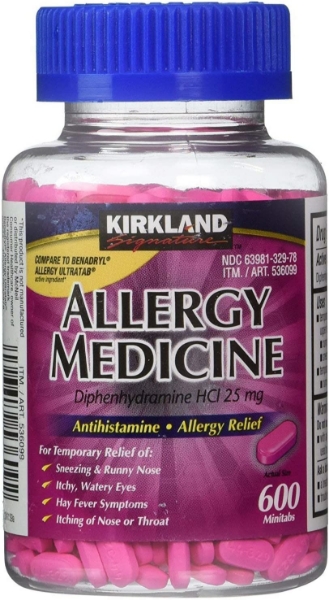 Picture of Kirkland Signature Allergy Medicine 25 mg 600 Minitabs