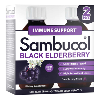 Picture of Sambucol Black Elderberry Immune Support Syrup 15.6 Ounces 2 pack