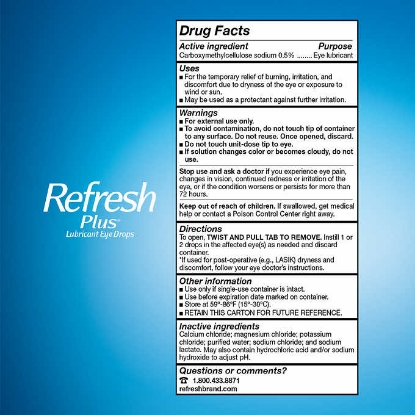 Picture of Refresh Plus Lubricant Eye Drops 100 Single Use Containers
