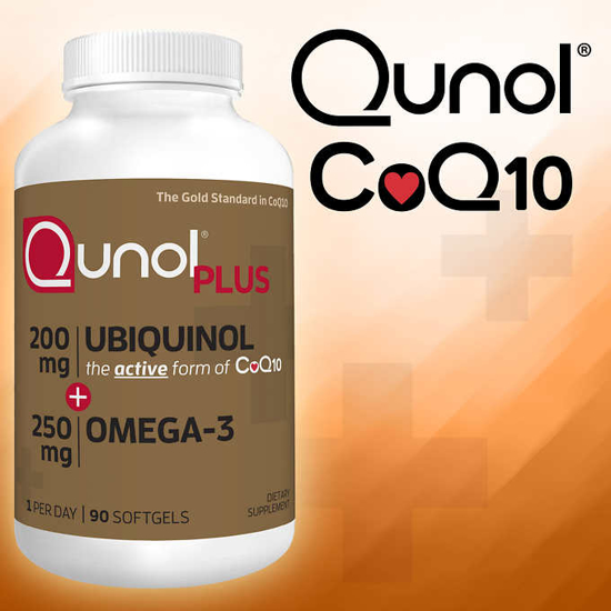 Picture of Qunol Plus CoQ10 Ubiquinol 200 mg with Omega-3 90 Softgels