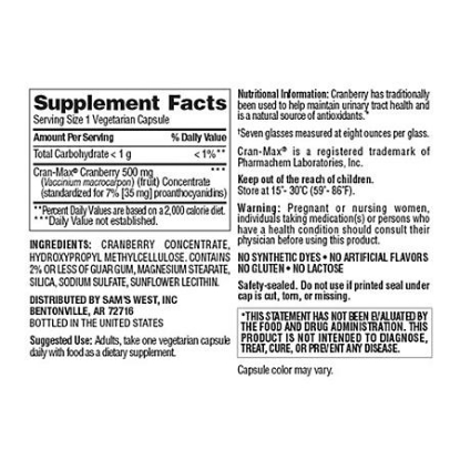 Picture of Member's Mark Clinical Strength 500 mg Cranberry Dietary Supplement 150 ct