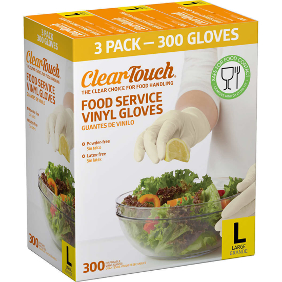 Picture of ClearTouch Food Service Vinyl Gloves 300 Count Large