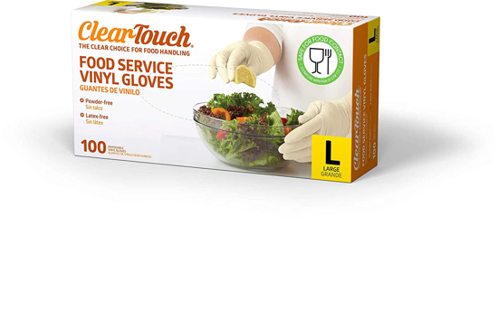 Picture of Clear Touch Food Service Vinyl Gloves Large 100 Count