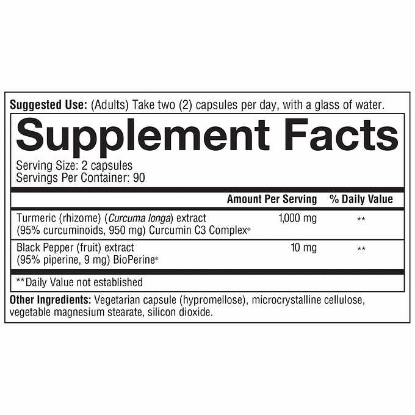 Picture of youtheory Turmeric 1000 mg Extra Strength Formula 180 Capsules