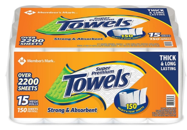 Picture of Member's Mark Super Premium Individually Wrapped Paper Towels 15 rolls 150 sheets per roll
