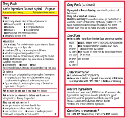 Picture of Tylenol Extra Strength Caplets 500mg 325 ct