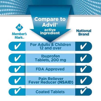 Picture of Member's Mark Ibuprofen Tablets 200 mg (600 ct., 2 pk.)
