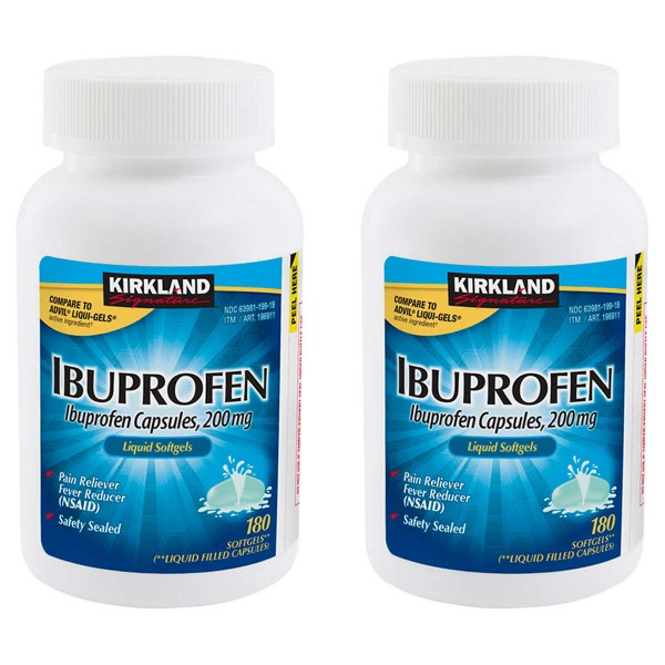 Picture of Kirkland Signature Ibuprofen 200 mg Pain Reliever Fever Reducer 360 Liquid Filled Capsules