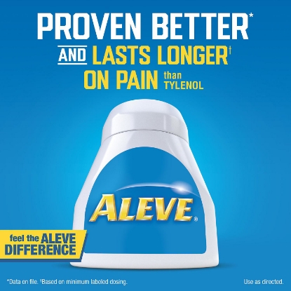 Picture of Aleve Naproxen Sodium 220 mg Pain Reliever Fever Reducer 320 Caplets