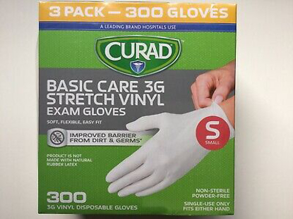 Picture of Curad Basic Care 3G Vinyl Exam Gloves Small 300 ct