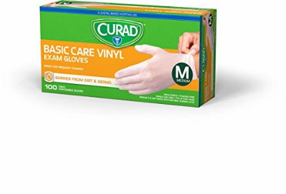 Picture of Curad Basic Care Vinyl Exam Gloves Medium 300 ct