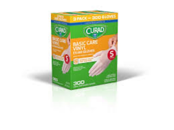 Picture of Curad Basic Care Vinyl Exam Gloves Small 300 ct