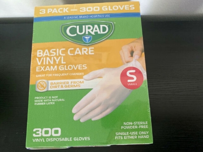 Picture of Curad Basic Care Vinyl Exam Gloves Small 300 ct