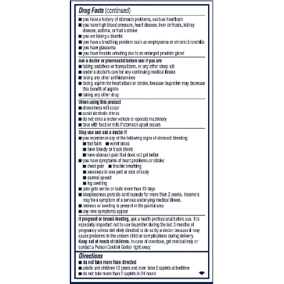 Picture of Advil PM Pain Reliever Nighttime Sleep Aid Caplet 200 mg Ibuprofen & 38 mg Diphenhydramine 200 ct