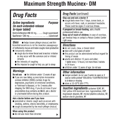 Picture of Mucinex DM Maximum Strength 12-Hour Expectorant and Cough Suppressant Tablets,...