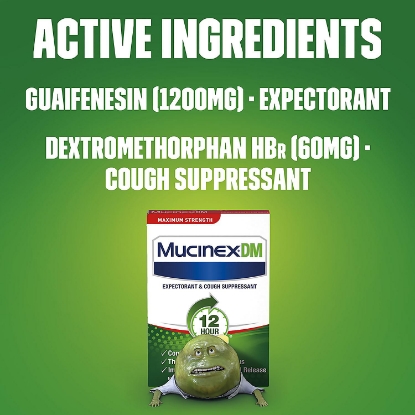 Picture of Mucinex DM Maximum Strength 12-Hour Expectorant and Cough Suppressant Tablets,...