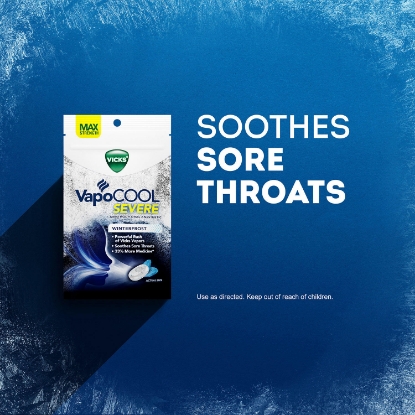 Picture of Vicks VapoCOOL SEVERE Medicated Drops Maximum-Strength Relief to Soothe Sore Throat Pain 200 ct