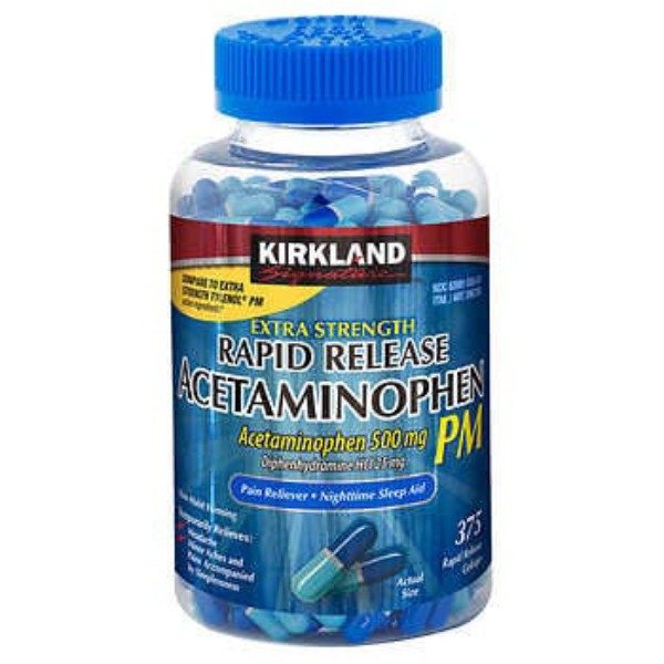 Picture of Kirkland Signature Acetaminophen PM 500 mg 375 Capsules