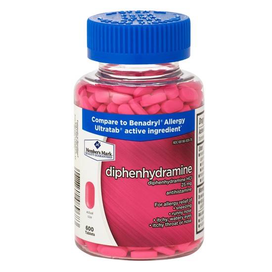 Picture of Member's Mark 25mg Diphenhydramine Allergy 600 ct