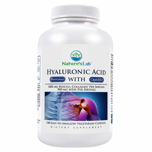 Picture of Nature's Lab Hyaluronic Acid with BioCell Collagen 180 Vegetarian Capsules