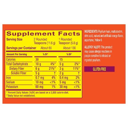 Picture of Metamucil Sugar Free Orange Fiber Supplement Smooth Powder 260 doses