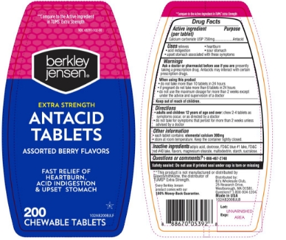 Picture of Berkley Jensen Extra Strength Antacid Tablets Assorted Berry Flavors 2 pk. 200 ct