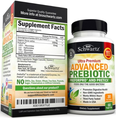Picture of Prebiotics for Advanced Gut Health Immune System Booster & Dietary Fiber Fuels Good Bacteria Growth to Promote Digestive Health Gas Relief & Digestion Complement For Every Probiotics Supplement