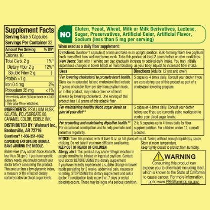 Picture of Spring Valley Daily Fiber 100% Natural Psyllium Husk Capsules 160 Count