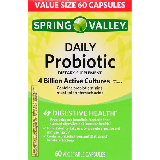 Picture of Spring Valley Daily Probiotic Dietary Supplement Vegetable Capsules 4B CFU 60 Count