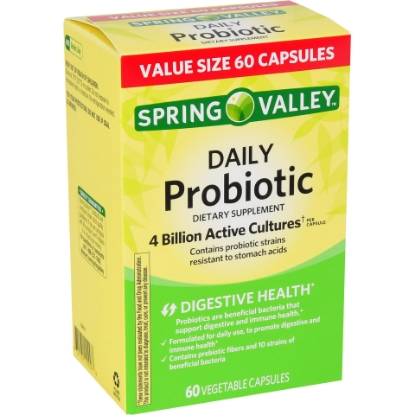 Picture of Spring Valley Daily Probiotic Dietary Supplement Vegetable Capsules 4B CFU 60 Count