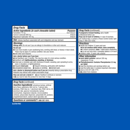 Picture of Equate Dual Action Acid Reducer Complete Famotidine 10 mg Calcium Carbonate 800 mg Magnesium Hydroxide 165 mg Chewable Tablets Berry Flavor 50 Count