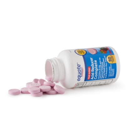 Picture of Equate Dual Action Acid Reducer Complete Famotidine 10 mg Calcium Carbonate 800 mg Magnesium Hydroxide 165 mg Chewable Tablets Berry Flavor 50 Count