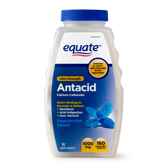 Picture of Equate Ultra Strength Antacid Tropical Fruit Chewable Tablets 1000 mg 160 Count