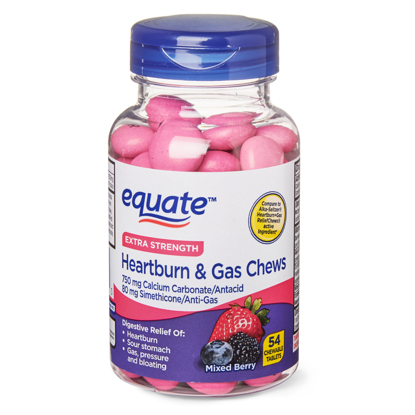 Picture of Equate Extra Strength Antacid Anti-Gas Chews Mixed Berry 54 Count