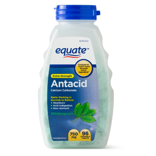 Picture of Equate Extra Strength Antacid Chewable Wintergreen Tablets 750 mg 96 Ct