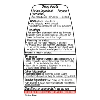 Picture of Equate Extra Strength Antacid Chewable Wintergreen Tablets 750 mg 96 Ct