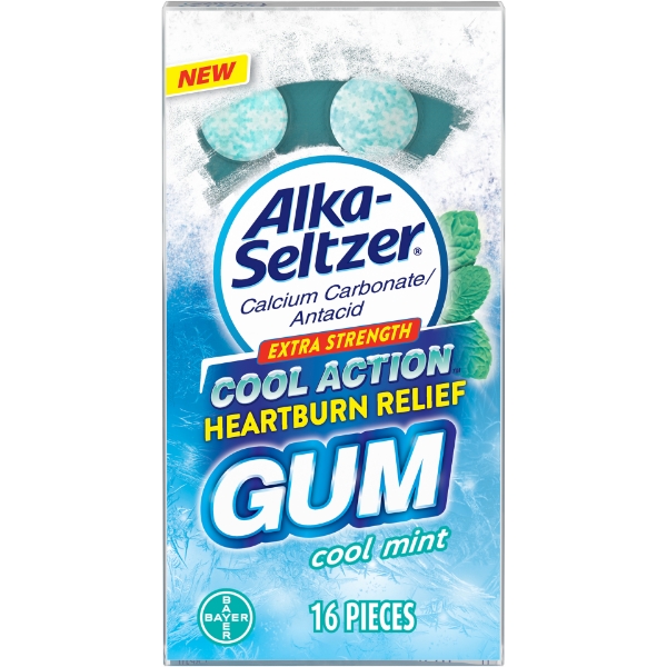 Picture of Alka Seltzer Heartburn Relief Antacid Gum Cool Mint 16 Count