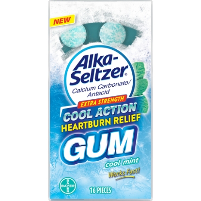 Picture of Alka Seltzer Heartburn Relief Antacid Gum Cool Mint 16 Count