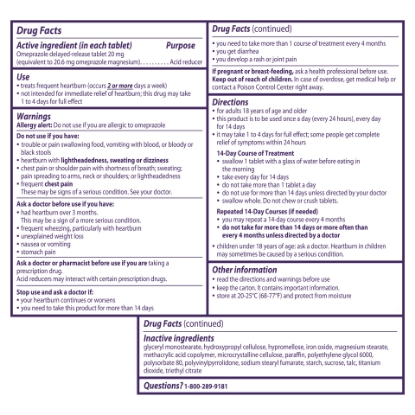 Picture of Prilosec OTC Heartburn Relief and Acid Reducer Tablets 42 Ct
